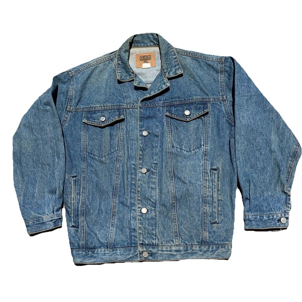 Vintage 90s/ Y2K GAP Denim Trucker Jacket Men's XS Light Blue Retro/Fade